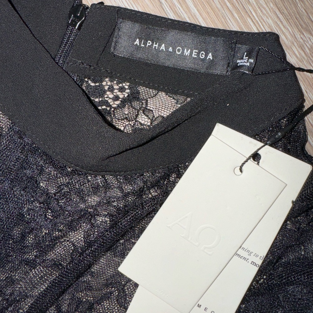 Alpha & Omega Black Mesh Ruffled Jumpsuit - Size Large - Picture 6 of 9